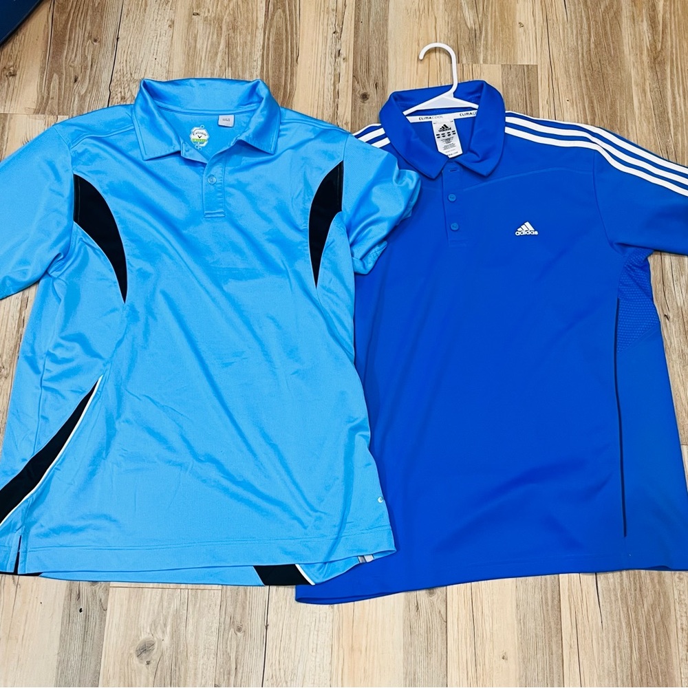 Men’s Callaway and Adidas golf shirt bundle blue black size Large